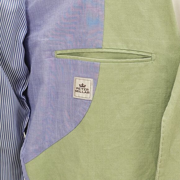 Peter Millar Sport Coat Jacket Men’s XL Blazer Green 2 Button Linen Preppy - Picture 9 of 13
